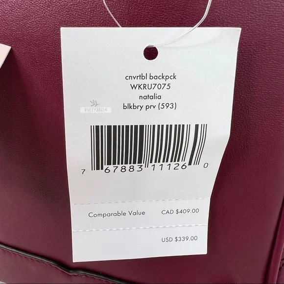 Kate Spade Natalia Burgundy Mini Convertible Leather Backpack - Picture 10 of 12